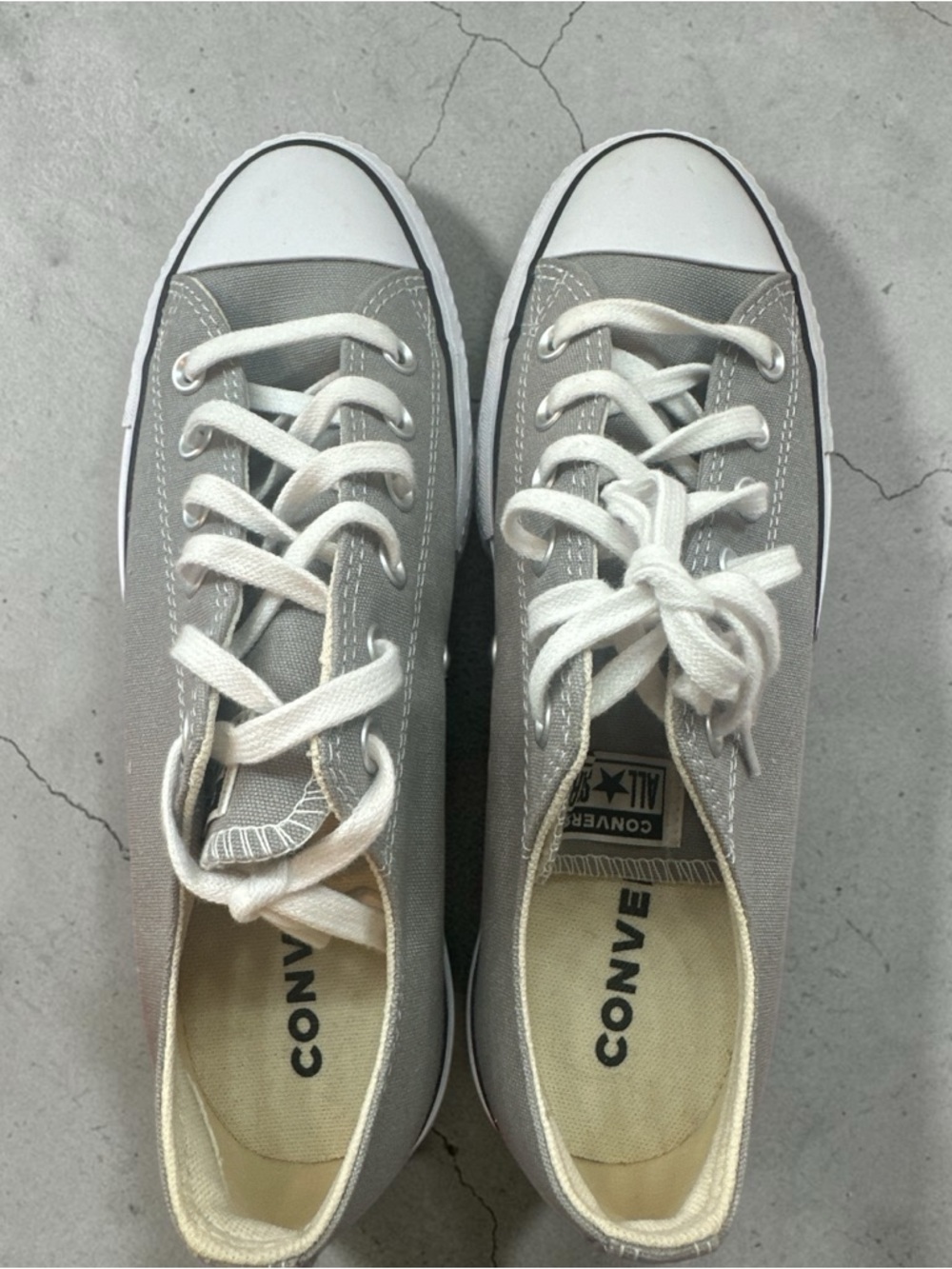 Converse Low Top Platform Sneakers in Light Gray and White - Picture 6 of 8